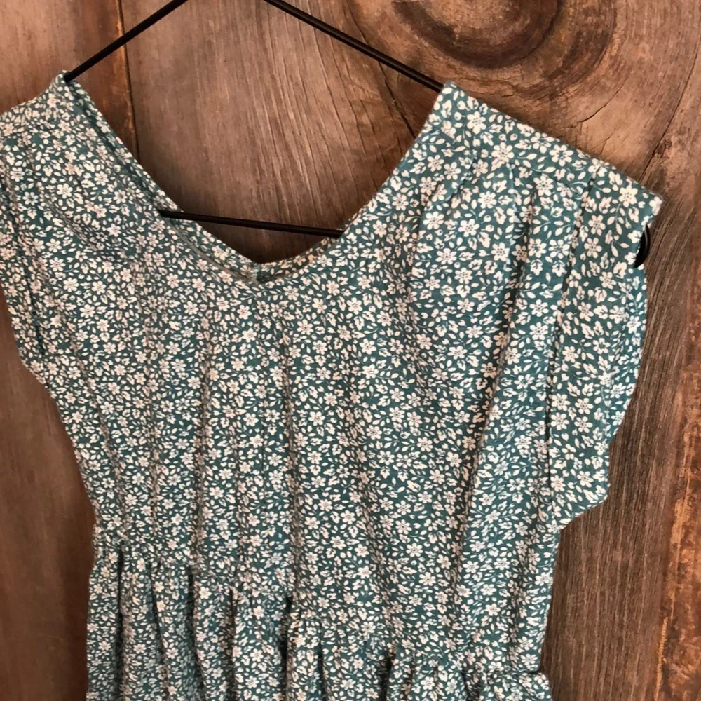 Gap Green Floral Babydoll Dress Large 10 Girls